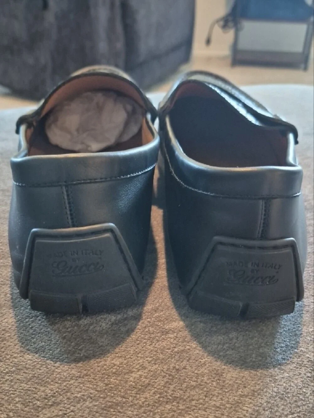 Gucci Black Embossed GG Leather Penny Loafers GUCCISSIMA